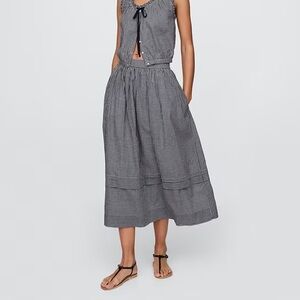 NWT Gap × DÔEN Gingham Midi Skirt